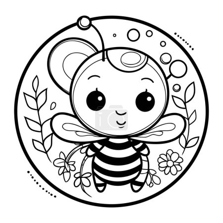 Téléchargez les illustrations : Livre à colorier pour enfants. abeille avec fleur. Illustration vectorielle. - en licence libre de droit