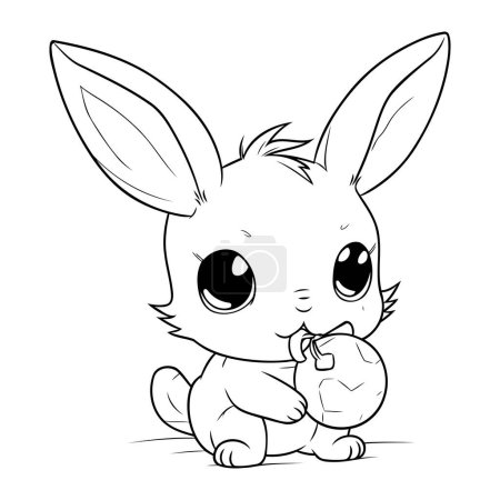 Illustration for Cute little bunny with an Easter egg. Vector illustration isolated on white background. - Royalty Free Image