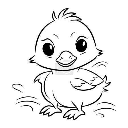 Illustration for Black and White Cartoon Illustration of Cute Little Duckling Animal for Coloring Book - Royalty Free Image