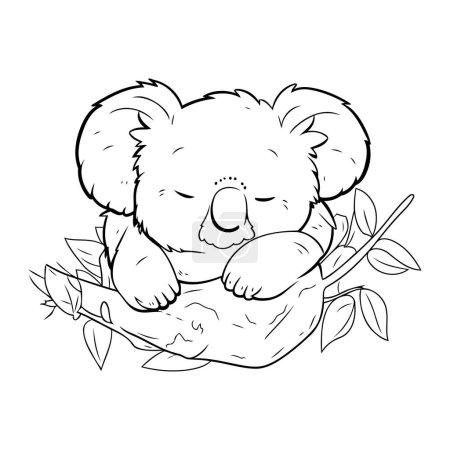 Téléchargez les illustrations : Koala dormant sur une branche d'eucalyptus. Illustration vectorielle. - en licence libre de droit