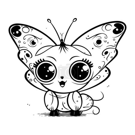 Téléchargez les illustrations : Papillon mignon dans le style dessin animé. Illustration vectorielle pour votre design. - en licence libre de droit