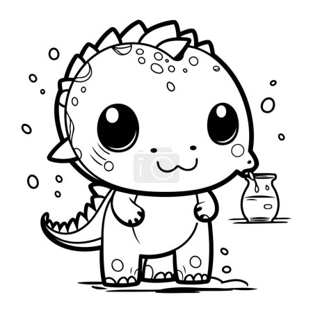 Illustration for Cute Dinosaur Cartoon Mascot Character Illustration Isolated on White Background - Royalty Free Image