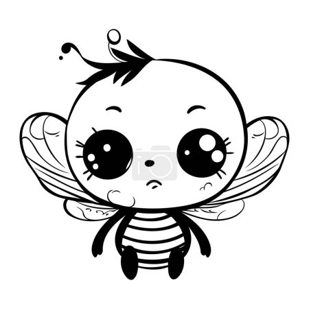 Illustration for Cute little bee flying kawaii character vector illustration designicon - Royalty Free Image