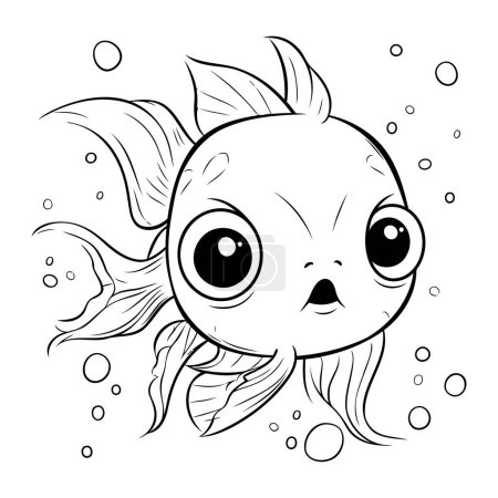 Illustration for Cute cartoon goldfish. Vector illustration. Coloring book for children. - Royalty Free Image