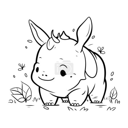 Ilustración de Lindo rinoceronte. Ilustración vectorial para colorear libro. - Imagen libre de derechos