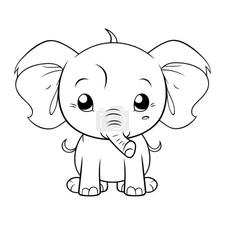 Illustration for Cute baby elephant isolated on white background. Vector illustration for coloring book. - Royalty Free Image