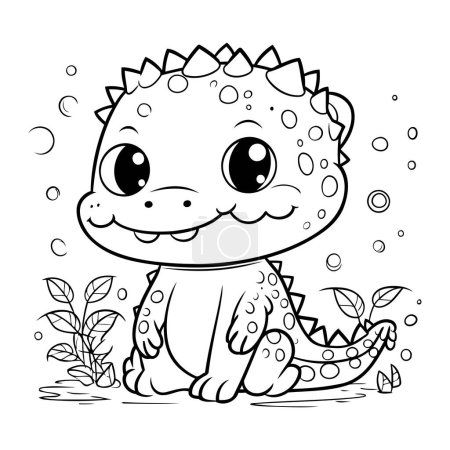 Illustration for Coloring Page Outline Of Cute Dinosaur Vector Illustration. - Royalty Free Image