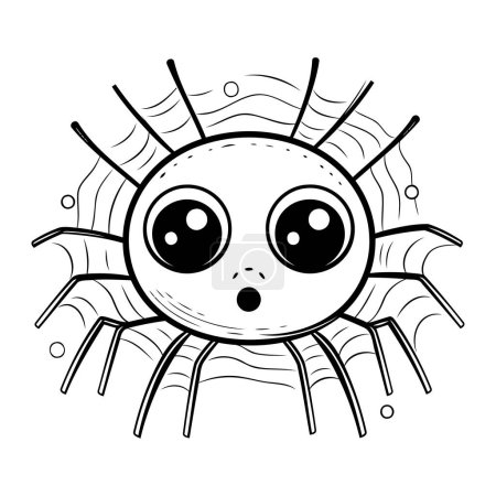 Illustration for Cute cartoon spider. Vector illustration. Coloring book for children. - Royalty Free Image