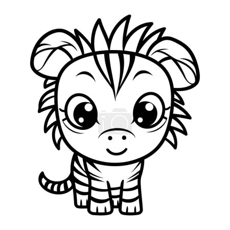 Illustration for Black and White Cartoon Illustration of Cute Baby Zebra Animal Character Coloring Book - Royalty Free Image