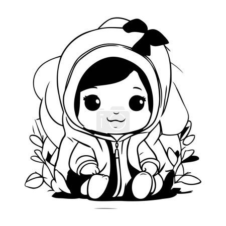Illustration for Cute little girl in a coat with a hood. vector illustration - Royalty Free Image