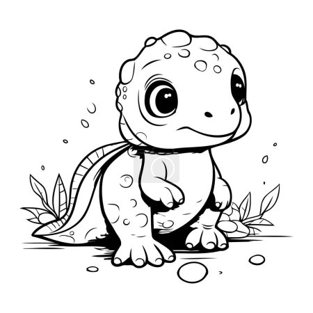Illustration for Cute baby dinosaur isolated on white background. Vector illustration for coloring book. - Royalty Free Image