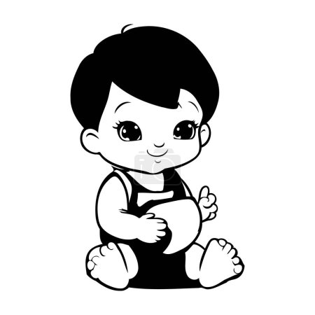 Illustration for Cute little baby boy sitting cartoon vector illustration graphic design vector illustration graphic design - Royalty Free Image