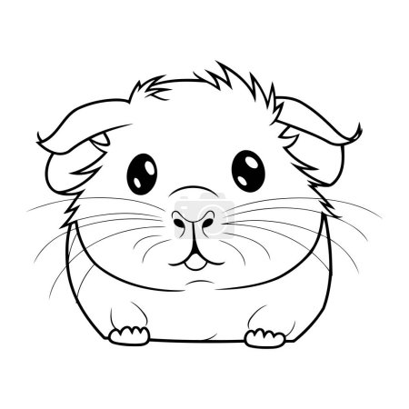 Téléchargez les illustrations : Joli hamster de dessin animé. Illustration vectorielle noir et blanc pour livre à colorier. - en licence libre de droit