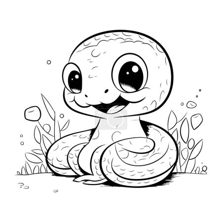 Ilustración de Bonita serpiente de dibujos animados. Libro para colorear para niños. Ilustración vectorial - Imagen libre de derechos