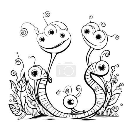 Illustration for Cute cartoon snake. Coloring book for adults. Vector illustration. - Royalty Free Image