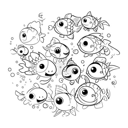 Illustration for Cute cartoon fish. Coloring book for children. Vector illustration. - Royalty Free Image
