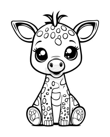 Téléchargez les illustrations : Livre à colorier pour enfants. Girafe. Coloriage. - en licence libre de droit