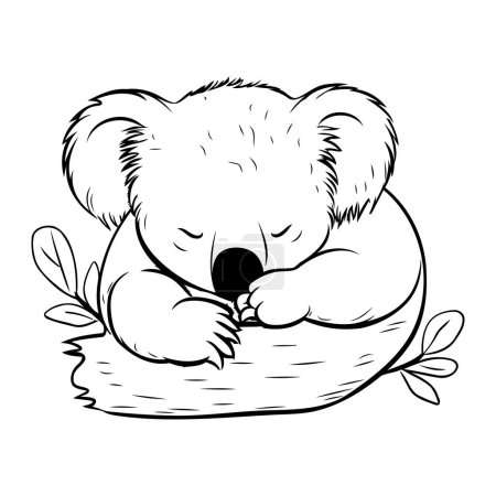 Téléchargez les illustrations : Mignon koala dormant sur un nid. Illustration vectorielle dessinée main. - en licence libre de droit