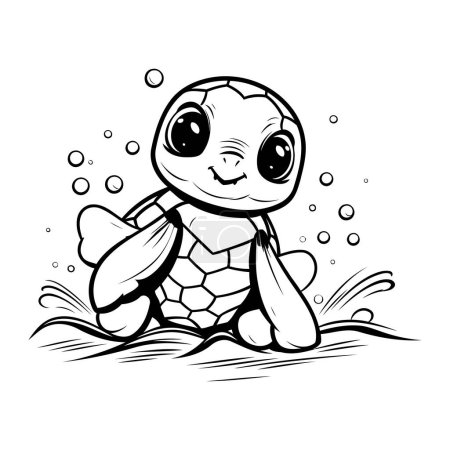 Téléchargez les illustrations : Mignon dessin animé tortue nager. Illustration vectorielle isolée sur fond blanc. - en licence libre de droit