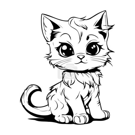 Illustration for Cute cartoon cat isolated on a white background. Vector illustration. - Royalty Free Image