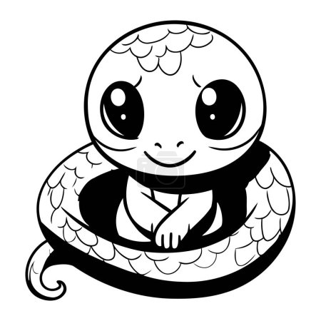 Téléchargez les illustrations : Joli bébé serpent. Illustration vectorielle pour livre ou page à colorier. - en licence libre de droit