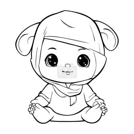 Illustration for Cute baby boy in a cap. Vector illustration for coloring book - Royalty Free Image