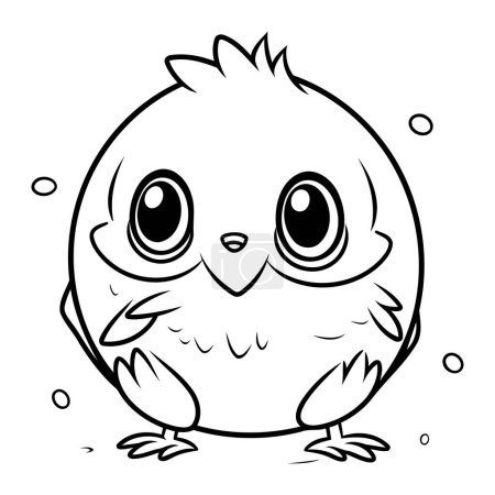 Foto de Ilustración de dibujos animados en blanco y negro de lindo bebé pájaro personaje para colorear libro - Imagen libre de derechos