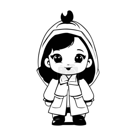 Ilustración de Linda niña usando ropa de invierno sobre fondo blanco. ilustración vectorial - Imagen libre de derechos