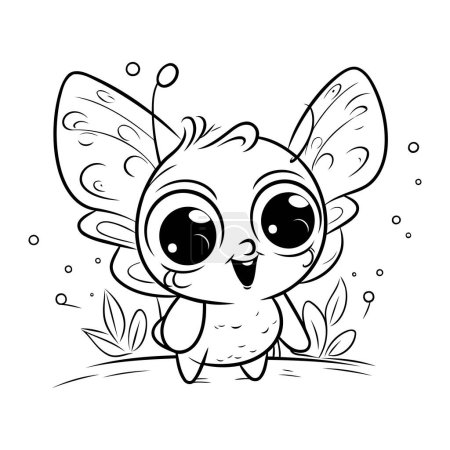 Illustration for Coloring book pages for children. Cute cartoon butterfly. Vector illustration. - Royalty Free Image