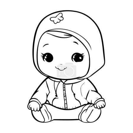 Photo for Cute little baby boy in winter clothes. Vector illustration for coloring book. - Royalty Free Image