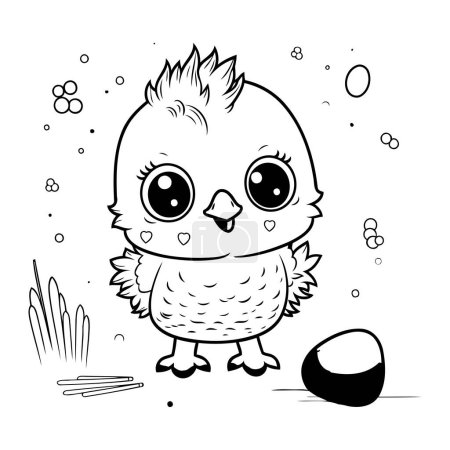 Illustration for Coloring book for children. Cute cartoon owl and egg. - Royalty Free Image