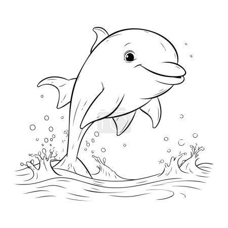 Illustration for Dolphin jumping out of water. Coloring book for children. - Royalty Free Image
