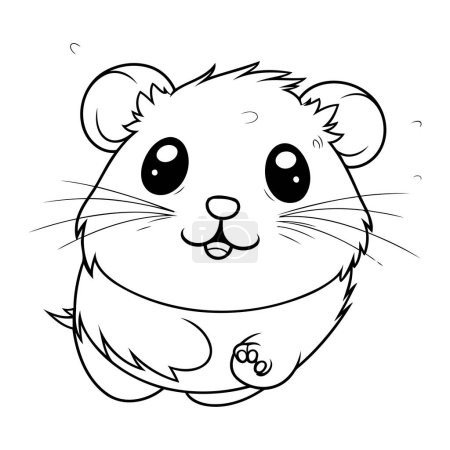 Téléchargez les illustrations : Joli hamster. Illustration vectorielle noir et blanc pour livre à colorier. - en licence libre de droit