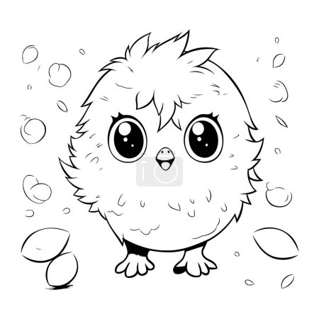Illustration for Cute cartoon owl on a white background. Vector illustration for coloring book. - Royalty Free Image