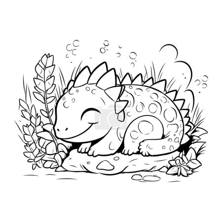 Téléchargez les illustrations : Mignon stegosaurus dessin animé. Illustration vectorielle pour livre à colorier. - en licence libre de droit
