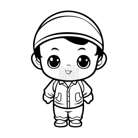 Illustration for Cute little boy with cap and uniform character vector illustration designicon - Royalty Free Image