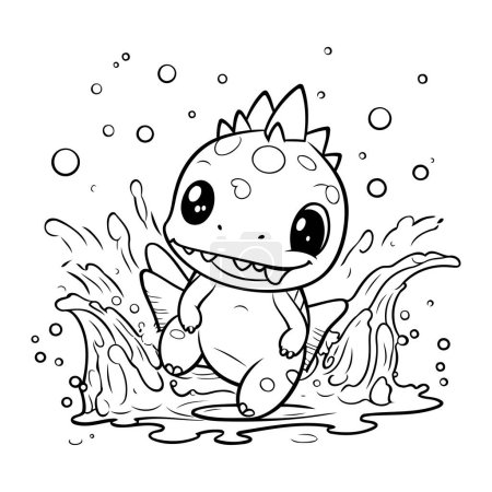 Illustration for Coloring Page Outline Of Cute Dinosaur. Vector Illustration. - Royalty Free Image