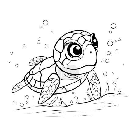 Illustration for Turtle. Coloring book for children and adults. Vector illustration. - Royalty Free Image