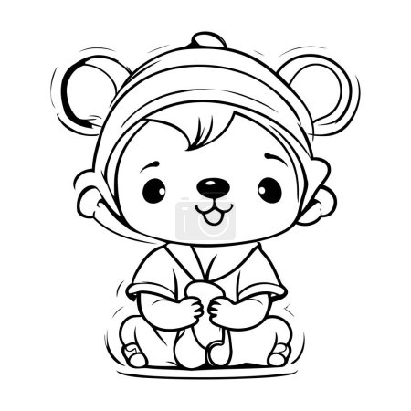 Téléchargez les illustrations : Illustration de personnage de mascotte d'un animal mignon de singe de bande dessinée - en licence libre de droit