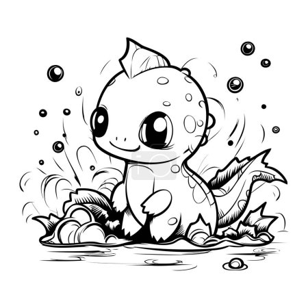 Illustration for Cartoon Illustration of Cute Little Fish Animal Character for Coloring Book - Royalty Free Image