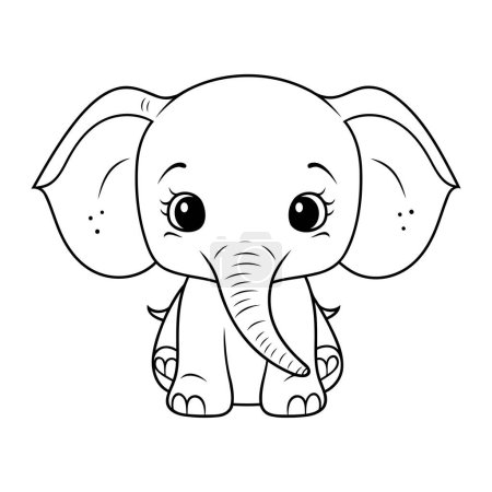 Téléchargez les illustrations : Éléphant de dessin animé mignon. Illustration vectorielle. Livre à colorier pour enfants. - en licence libre de droit