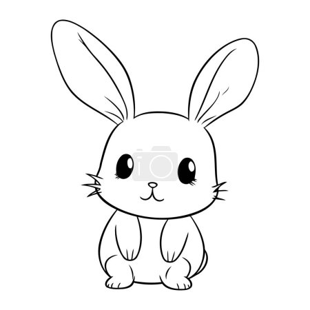 Illustration for Cute cartoon bunny. Hand drawn vector illustration isolated on white background. - Royalty Free Image