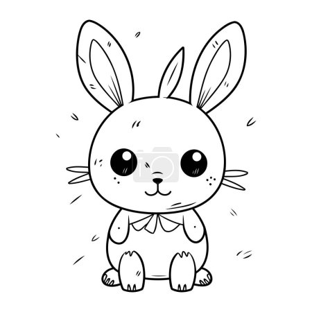 Illustration for Cute little rabbit cartoon vector illustration graphic design in black and white - Royalty Free Image
