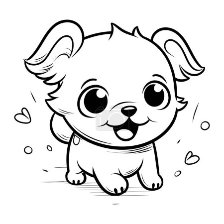 Téléchargez les illustrations : Dessin animé mignon Chihuahua noir et blanc Illustration vectorielle - en licence libre de droit