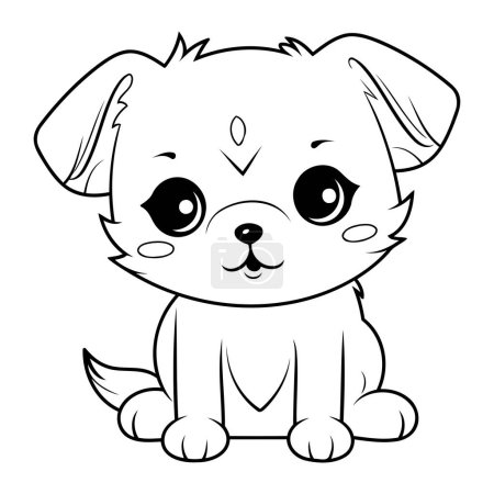 Illustration for Cute cartoon dog. Black and white vector illustration for coloring book. - Royalty Free Image