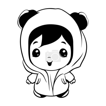 Illustration for Cute little girl with panda costume cartoon vector illustration graphic design - Royalty Free Image