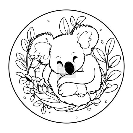 Téléchargez les illustrations : Livre à colorier pour adultes et enfants plus âgés. Coloriage avec koala. - en licence libre de droit