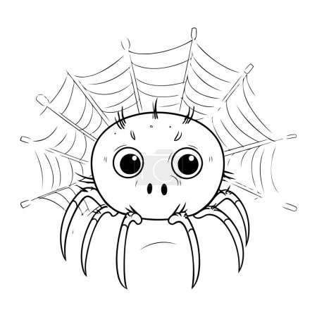Téléchargez les illustrations : Jolie petite araignée. Illustration vectorielle noir et blanc pour livre à colorier. - en licence libre de droit