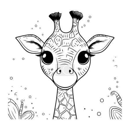 Ilustración de Libro para colorear para niños. linda jirafa. Ilustración vectorial. - Imagen libre de derechos