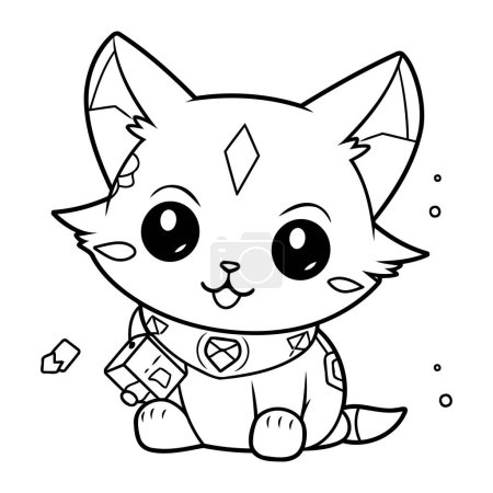 Illustration for Coloring Page Outline Of Cute Cartoon Cat Vector Illustration - Royalty Free Image